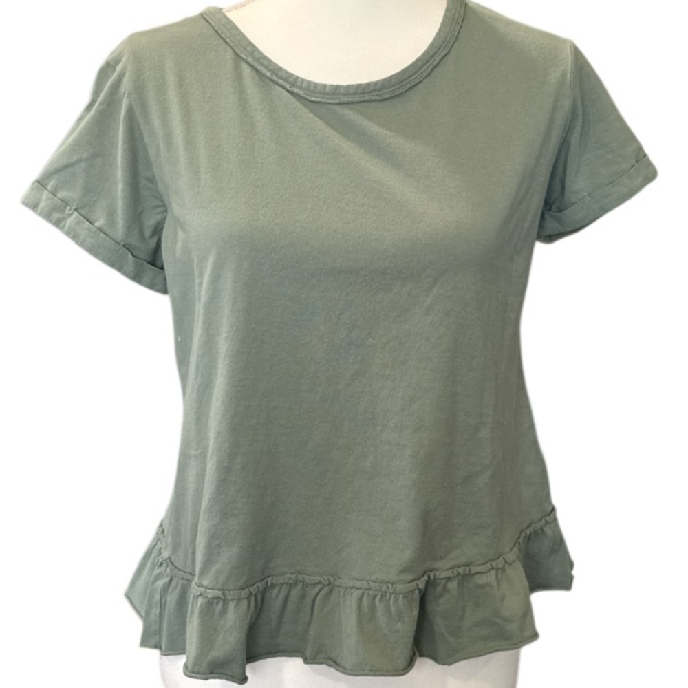 UpWest Sage Ruffle Hem Tee